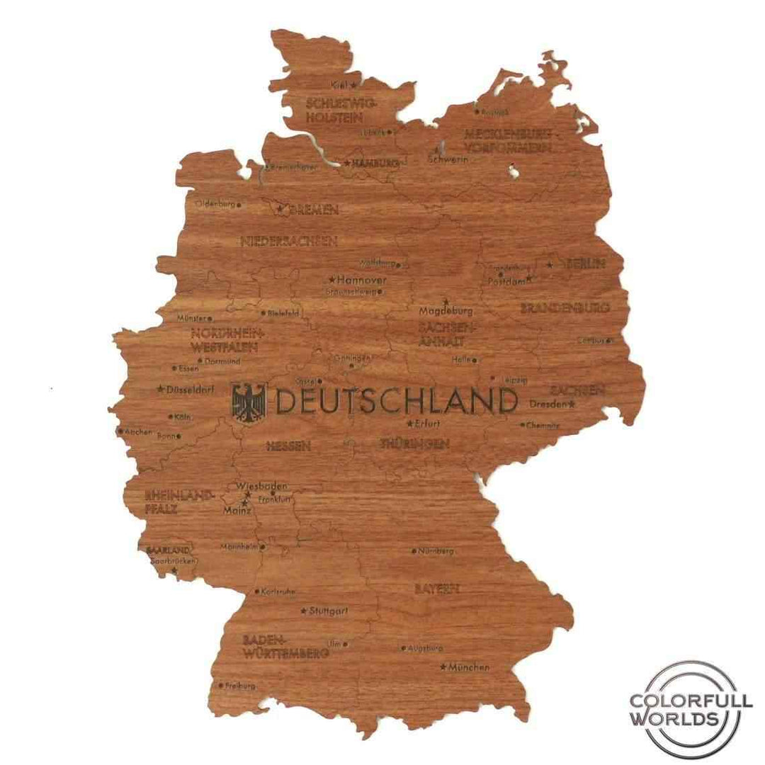 2D Ahşap Almanya Haritası - ColorfullWorlds