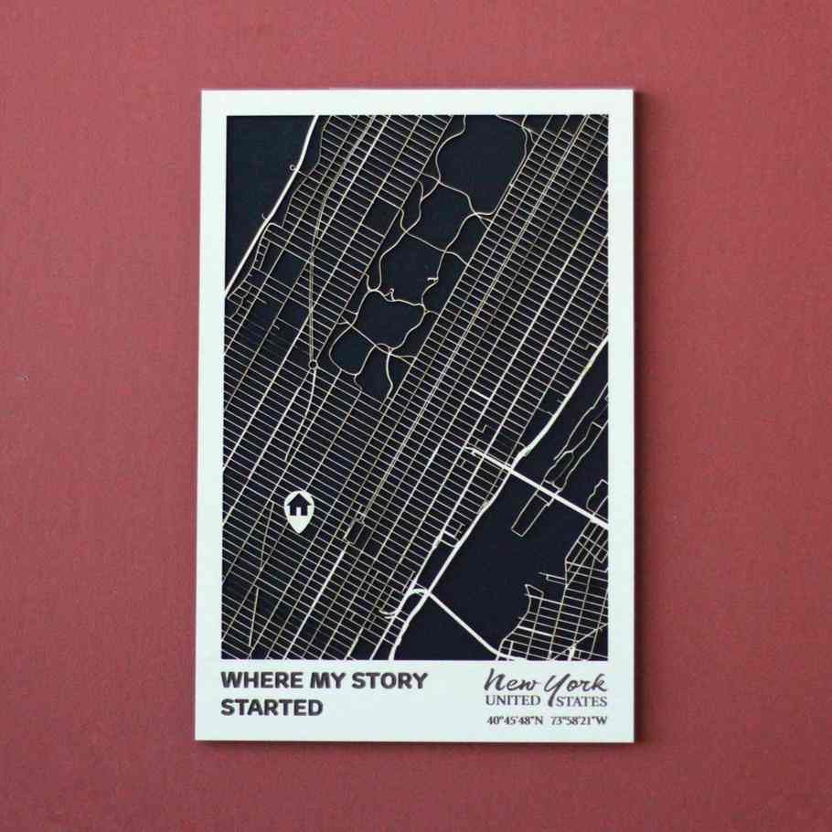Kişiselleştirilmiş Sokak Haritası - İki Katmanlı - Dikdörtgen - ColorfullWorlds