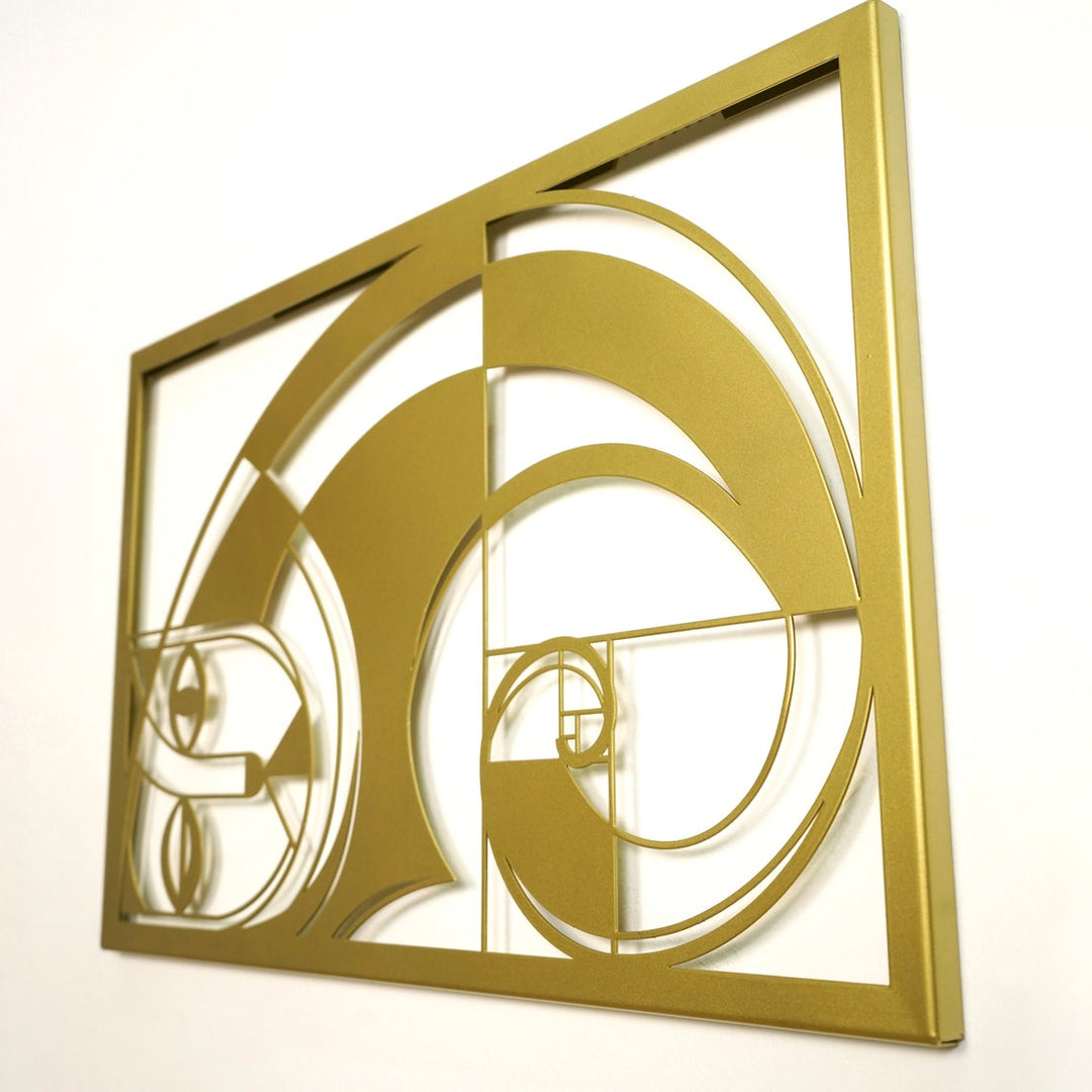 Tembel Kedi ve Fibonacci Altın Oran Temalı Metal Duvar Dekoru