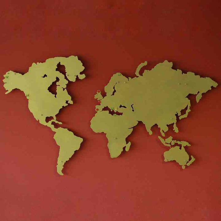 Metal Dünya Haritası Baskısız | Renk - Altın - ColorfullWorlds