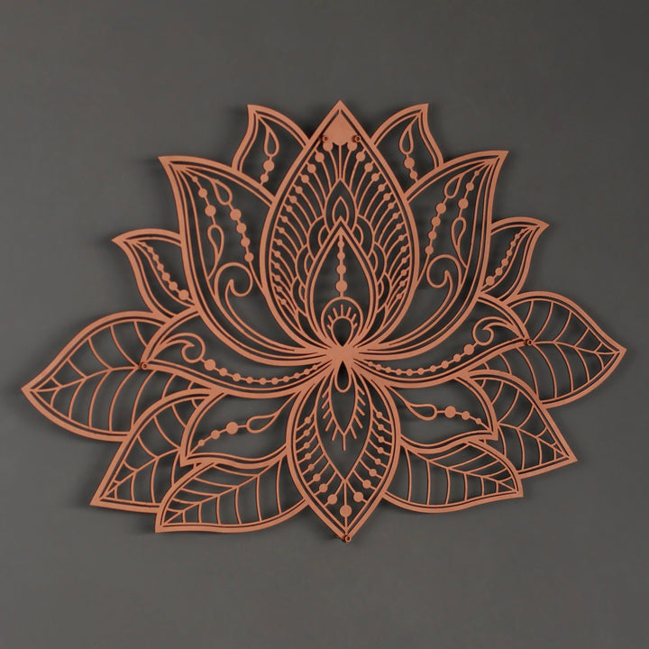 3D Mandala Lotus Çiçeği Tablosu I Metal Duvar Dekoru