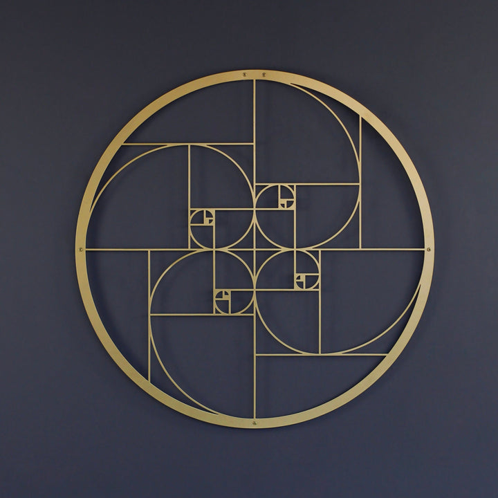 Fibonacci Spirali Altın Oran Tablosu Metal Duvar Dekoru